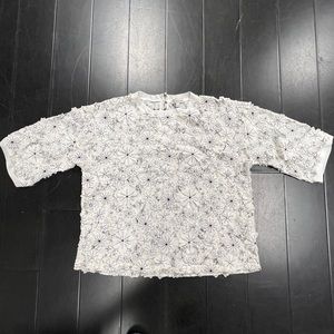 Colsten White and Black Floral Lace Blouse
